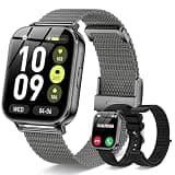 Smart Watch for Men Women 1.85" HD Fitness Step Tracker Smartwatch for iPhone & Android Make/Answer Call with Heart Rate Sleep SpO2 Monitor, 120+Sport Mode 30 Days+ Battery Life, Black/Gift Men
