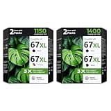 67XL Ink Cartridges 4-Pack Replacement for HP 67 HP67XL 67 XL Cartridge Work with DeskJet 2755e 2855e 2800e 2852e 2827e 4227e 4255e Envy 2700 6055e 6075 6432e 6455e 6458e 6475e Pro 6455 Printer