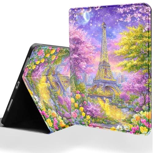 DSRGRGFDJ Tablet Case for Samsung Galaxy Tab S8/S7 11 Inch 2022/2020 Model (SM-X700/X706/T870/T875/T878),Auto Wake/Sleep and Multi-Angle Adjustable Stand Cover - Paris Tower Cherry Blossom