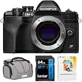 OM Systems Olympus OM-D E-M10 Mark IV 20MP Digital Camera Body Black V207130BU000 Bundle with Deco Photo Camera Bag, Lexar Blue Series 64GB SDXC Memory Card and Corel Photo Video Suite PaintShop Pro