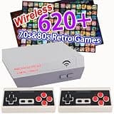 Upgrade Wireless Retro Gaming Console Built-in 620 Video Games, Classic AV Output 8-Bit Rereo Game Console with 2 Wireless Controllers, Plug and Play Mini TV Console Nostalgia Game Gifts