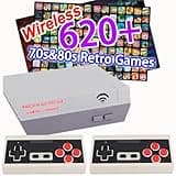Upgrade Wireless Retro Gaming Console Built-in 620 Video Games, Classic AV Output 8-Bit Rereo Game Console with 2 Wireless Controllers, Plug and Play Mini TV Console Nostalgia Game Gifts