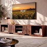 IRONCK TV Stand for 55-80 Inches TVs, 63"-84.6" Adjustable Length, Extendable Corner Entertainment Center with Storage Cabinets, Fluted Doors Modern Media Console, Ideal for Living Room, Walnut