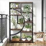 BLUECC Bookcase 37.4"*11.8"*68.5", Geometric Design Display Shelf Bookshelf Black