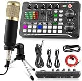 Facmogu F998 Podcast Equipment Bundle, Audio Interface & BM800 Condenser Microphone with Tripod Stand, Professional Recording Studio Package for Live Streaming, Broadcast, Recording, YouTube, TikTok