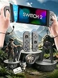 ProGamerX Switch 2 Controller Bundle,Switch 2 Joy Remote Cons with Charging Grip and Magnetic Straps,Wireless Hall Effect Anti-Drift Sticks, Motion Control,Dual Rumble,Ergonomic Grip,Gray 3-in-1 Set