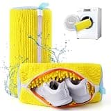Aship Shoe Washing Machine Bag, Laundry Shoe Bag for Washer and Dryer - 2PC Reusable Shoe Cleaning Bag for Sneakers,Tennis Shoes, 360° Deep Cleaning With Self-locking Zipper - Yellow