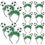 Yuxung 12 Pcs Glitter Soccer Headbands for Women Men, Football Game Day Fan Accessories, Soccer Spirit Headbands Bulk Pack for Team Party, Sports Hair Accessories Green White Black