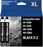 YUNPINZAN Remanufactured Ink for 232XL Black Ink Cartridges Replacement for 232XL Black Ink Cartridges Works with Workforce Pro WF-2950 WF-2930 Expression XP-4200 XP-4205 Printers (2 Black)