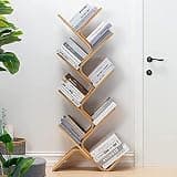Bamboo Bookshelf, 8-Tier Wood Bookcase, Free Standing Organizer for Books, Albums, Files - Space Saver Storage Rack for Living Room or Bedroom, 55x23x5 Inch