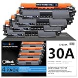 TANFENJR 30A CF230A Black Toner Cartridges 4-Pack, Compatible Replacement for HP 30A CF230A 30X CF230X, Work with LaserJet Pro M203d M203dn M203dw MFP M227 M227fdn M227fdw M227sdn Printer