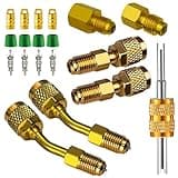 R410a Adapter for Mini Split System,5/16 Female SAE to 1/4 Male Flare,1/2’’ to 1/4’’ Refrigerant Tank Adapters for HVAC and Refrigeration Service (2 Straight + 2 Angled +2 Tank Adapters)