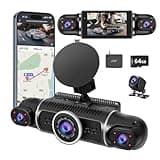 360° Dash Cam Front and Rear View 4 Channel Dash Camera FHD 2K+1080Px3 for Car, Inside/Back 170°+2x150°+170° Wide Angle, 8 IR Lamps Night Vision,WiFi,GPS, APP,G-Sensor with 64GB Card,24/7 Parking Mode