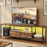 SONGMICS BELLAH Collection - TV Stand with Power Outlets and Lights, Entertainment Center Media Console for TVs Up to 80 Inches, Living Room, Shelves, Drawers, Industrial, Rustic Brown ULGS421K101S