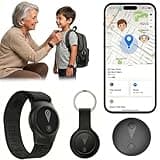 GPS Tracker for Kids, Real-Time GPS Tracking Device for Seniors w/Wearable Wristband & Keychain Design, No Monthly Fee/No SIM Card, Lightweight Locator Works w/iOS Find My, Long Standby, Waterproof