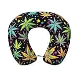 MZERSE Washable Neck Pillow Neon Weed Leaf Trippy Leaves