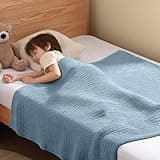 Guohaoi Knitted Weighted Blanket Kids (Haze Blue 40"x60" 10lbs) No Beads Cooling Heavy Blanket, Home Decor Breathable Chunky Knit Throw Blanket for All-Season Use