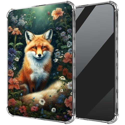 Fox in Flowers Clear Case for 6" Kindle Paperwhite (10th Generation, 2018 Release),Transparent Ultra-Thin Soft TPU Anti-Slip Shockproof Protection Cover for Kindle Signature E-Reader