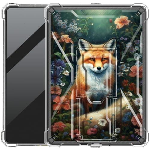 DIGTIALL Clear Back Case for 6" All New Kindle 10th Generation 2019 Release,Ultra-Thin Transparent Soft TPU Stand Protection Cover for Kindle Signature Edition E-Reader,Fox in Flowers