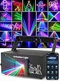 APP DJ Laser Lights Professional 200+ 3D Panoramic 360° Rhythm Sync RGB Sound Activated Lighting Show Hand Drawing Custom Patterns & DMX Dynamic Projector for Party Stage Club Bar Disco (Black)
