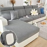 Disayu Couch Cushion Covers Sofa Covers Couch Covers for Sofa Pet Friendly Universal Sofa Covers Washable Stretch Slipcovers for Sectional Sofa (Texture Gray,Back Cover L)