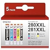 ONLYU 280XXL 281XXL Compatible for Canon Ink 280 and 281 Cartridges PGI-280XXL CLI-281XXL for Canon TR8620a Ink Cartridges for Pixma TR8620 TR8620a TS6320 TR7520 TS6120 TS6220 TS8220 TS9520 (5 Pack)