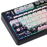 TYRIXKI PBT Keycaps - Side Print Cat Keycaps, 113 Keys Shine Through Dye-Sub Cute Keycap, Mao Profile Custom Keycap for 60 65 75 100 Percent Cherry MX Mechanical Keyboard