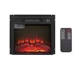Electric Fireplace Insert, 18 Inch, 1400W, 120V, with Remote Control, Ultra Thin, Log Set, Realistic Flame, Black