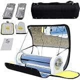 Solar Barbecue, Portable Solar Oven, 4.5l Large Capacity So-lar Cooker, Outdoor Oven Camping Stove with Thermometer, Max Temperature 288℃/550°F for 4-5 People Backpacking Hiking Family Party