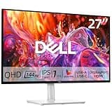 Dell Plus S27 QHD Monitor, 144Hz, IPS Display, 1ms MPRT, 99% sRGB, AMD FreeSync, Built-in Speakers, VESA, Low Blue Light, USB-A|C/HDMI/DisplayPort, Ultra-Thin bezels, Height/Tilt/Swivel/Pivot, White