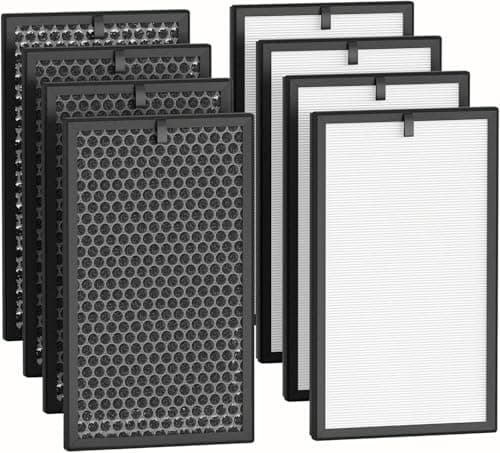 AOERUOW 8-Pack Replacement Air Filter Compatible with SIESEAN AP400 Air Purifier,3-IN-1 Filtration Activated Carbon H13 True HEPA Filter,4 HEPA Filters + 4 Activated Carbon Filters