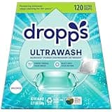 Dropps UltraWash Dishwasher Detergent Pods, Unscented (120 Ct) - Free & Clear | Cuts Grease & Stuck-On Food | Sparkling Dishes & Glasses | Residue-Free | Clean Ingredients | Plastic Free Packaging