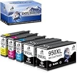 DOUBLE D Compatible Ink Cartridges Replacement for HP 950XL 951XL 950 951, 5 Pack (2 Black, 1 Cyan, 1 Magenta, 1 Yellow) for HP OfficeJet Pro 8600 8610 8620 8630 8100 251dw 276dw 8615 8625 Printer