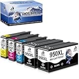 DOUBLE D Compatible Ink Cartridges Replacement for HP 950XL 951XL 950 951, 5 Pack (2 Black, 1 Cyan, 1 Magenta, 1 Yellow) for HP OfficeJet Pro 8600 8610 8620 8630 8100 251dw 276dw 8615 8625 Printer