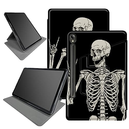 Skull Skeleton Case for Samsung Galaxy Tab S9 11 inch 2023 Released (Model: SM-X710/SM-X716B/SM-X718U),with S Pen Holder 360 Degree Rotating Multiple Viewing Angles with Auto Sleep/Wake