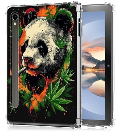 HEAKIERG Clear Case for Samsung Galaxy Tab S9 FE 5G 2023 10.9" SM-X510/X516, Transparent TPU Silicone Protective Shell Shockproof Cover Case for Galaxy Tab S9 FE 2023, Panda