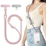 SURPHY Phone Lanyard for Cellphone Case, Phone Strap Crossbody with 2 Pack Tether Tab, Premium Metal Buckles, Cellphone Lanyard Crossbody for Women and Men, Pink & Purple