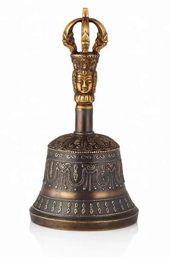Tibetan Brass Meditation Bell with Dorje Handle – Handcrafted Sound Healing Bell for Yoga, Reiki, Prayer & Christmas Spiritual Décor