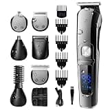 Barber Scissors Hair Clippers for Men, 6in1 Facial Grooming Set Trimmer Waterproof Electric Shaver Clipper Eyebrow Nose Ear trimer Beard Stubble