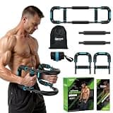 Vanlgs Twister Arm Trainer for Men, Chest Workout Equipment 5-Level Adjustable (40-130lb) with Ergonomic 27° Targets Biceps/Clip/Thigh, Portable Exerciser for Home Gym Travel Fitness, Blue