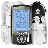 AUVON Rechargeable TENS Unit Muscle Stimulator, 24 Modes 4th Gen TENS Machine with 8pcs 2"x2" Premium Electrode Pads for Pain Relief