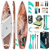 TIDETREK 11'6" Inflatable Stand Up Paddle Boards, Premium SUP Accessories, Non-Slip Comfort Deck for Youth & Adults (Amber Drift/Kayak Seat)