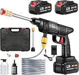 Cordless Pressure Washer 21V x2 Batteries, Cordless Power Washer Battery Powered, Portable Pressure Washer w/ 6-in-1 Nozzle, Soap Container, Charger Included