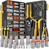 DxCRIMP Deutsch DT DTM Connector Crimping Tool Kit with Removal Tool-2/3/4/6 Pin Waterproof Automotive Electrical Connectors, Size 16/20 Stamped Contacts (22-14 AWG) for Car Truck Marine Wiring