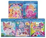 Barbie: Pearl Princess / Mariposa & The Fairy Princess / Video Game Hero / Secret Door / Star Light Adventure (Blu-ray + DVD) (5-Pack)