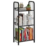 Azheruol Bookshelf Storage Shelf Bookcase Freestanding Storage Stand for Living Room, Bedroom, Kitchen, Rust Resistance, Easy Assemblyl Free Combination Multi-Functional Organizer (3 Tiers, Black)