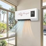 Wall Mount Heater Fan 2 In 1, 1800W PTC AC Unit with Remote & Timer. Quiet Ductless Cooling Heating Combo for Bedroom RV Kitchen Bathroom. Energy Efficient Space Saver. White