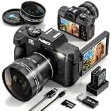 5K Digital Cameras for Photography 64MP - 16X Zoom, WiFi, with 64GB TF Card, Macro Lens & Wide-Angle, Autofocus & Anti-Shake, Vlogging Camera for YouTube Travel (Black)