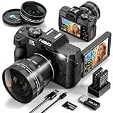5K Digital Cameras for Photography 64MP - 16X Zoom, WiFi, with 64GB TF Card, Macro Lens & Wide-Angle, Autofocus & Anti-Shake, Vlogging Camera for YouTube Travel (Black)
