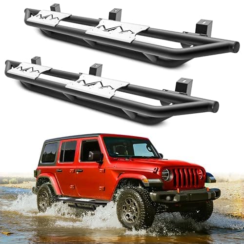 MONOKING Drop-Down Running Boards Side Steps for 2018-2026 Wrangler JL 4 Door Running Board Side Step for Truck Carbon Steel Textured Coated Off Road Drop Down Nerf Bars